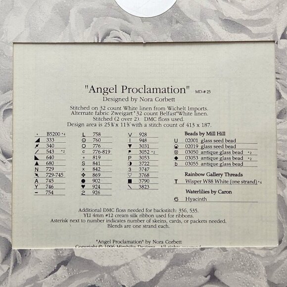 Mirabilia Cross‎ Stitch Pattern Angel Proclamation 1996 MD25 NEW Sealed Chart - Picture 3 of 4
